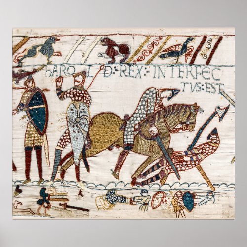 BAYEUX TAPESTRY Death of King Harold at Battle  Poster