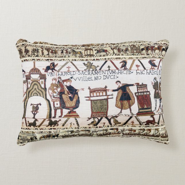 BAYEUX TAPESTRY Harold Made an Oath on Holy Relics Accent Pillow (Front)