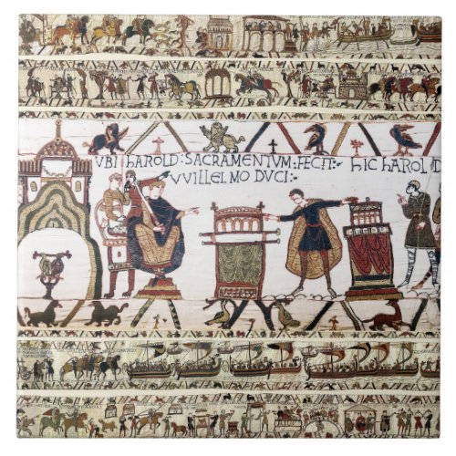 BAYEUX TAPESTRY Harold Made an Oath on Holy Relics Ceramic Tile