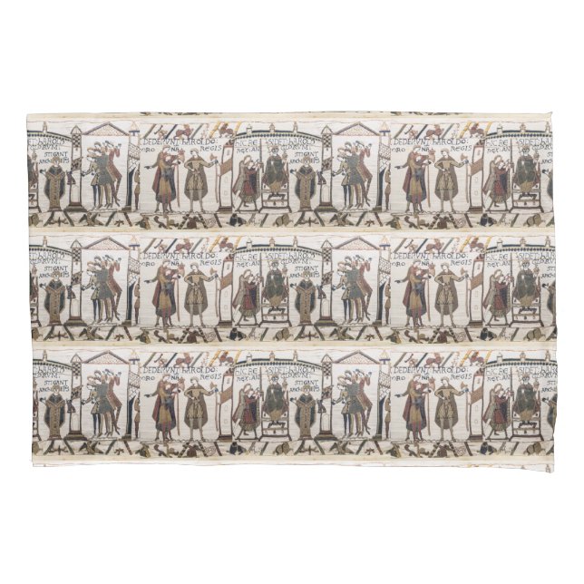 Bayeux Tapestry - King Harold Coronation Pillow Case (Front)