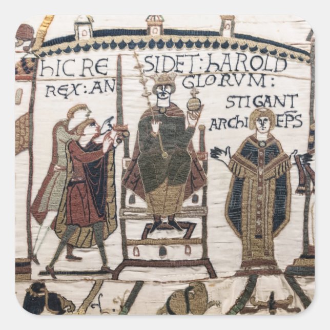 Bayeux Tapestry - King Harold Coronation Square Sticker (Front)