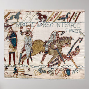 Bayeux Tapestry King Harold is killed Arrow in e Poster