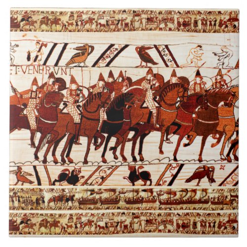 BAYEUX TAPESTRY NORMAN ARMY KNIGHTS HORSEBACK CERAMIC TILE