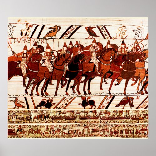 BAYEUX TAPESTRY NORMAN ARMY KNIGHTS HORSEBACK POSTER