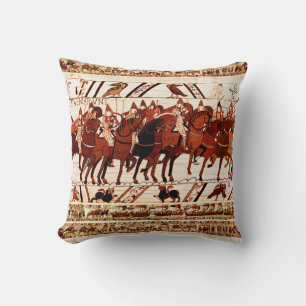 BAYEUX TAPESTRY NORMAN ARMY, KNIGHTS HORSEBACK THROW PILLOW