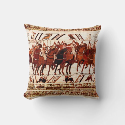 BAYEUX TAPESTRY NORMAN ARMY KNIGHTS HORSEBACK THROW PILLOW