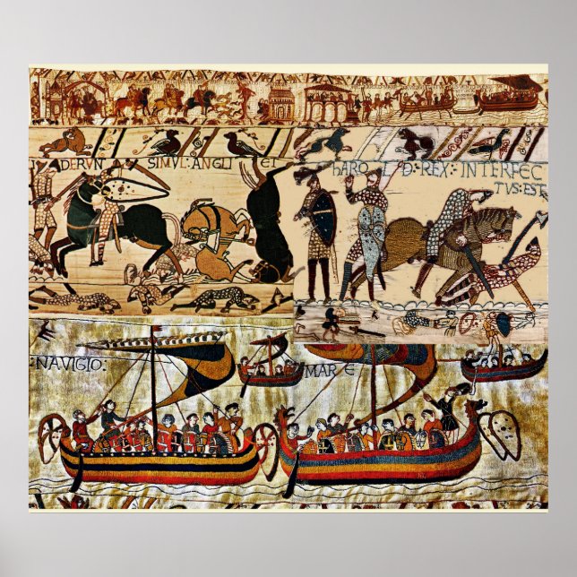 BAYEUX TAPESTRY,NORMAN KNIGHTS,ARCHERS,VIKING SHIP POSTER (Front)