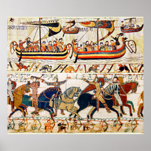 BAYEUX TAPESTRY,NORMAN KNIGHTS,ARCHERS,VIKING SHIP POSTER