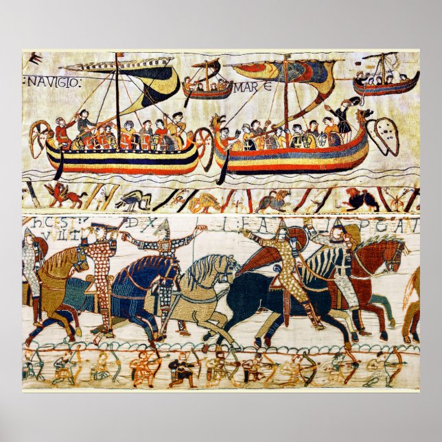 BAYEUX TAPESTRY,NORMAN KNIGHTS,ARCHERS,VIKING SHIP POSTER (Front)