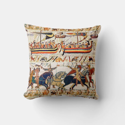 BAYEUX TAPESTRY NORMAN KNIGHTSVIKING SHIPSARCHER THROW PILLOW