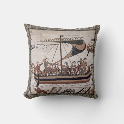 Bayeux Tapestry Norman Warship Throw Pillow