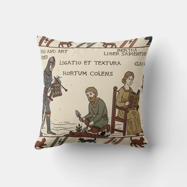 bayeux tapestry parody throw pillow (Back)