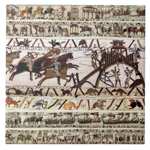 BAYEUX TAPESTRY SIEGE OF DINAN ATTACK TO CASTLE CERAMIC TILE