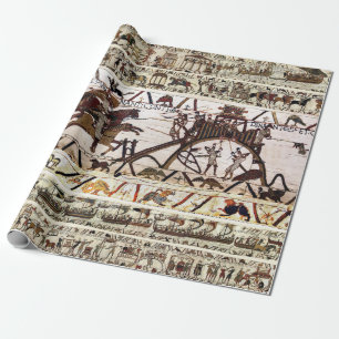 BAYEUX TAPESTRY SIEGE OF DINAN ,ATTACK TO CASTLE WRAPPING PAPER