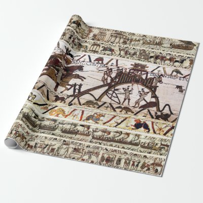 BAYEUX TAPESTRY SIEGE OF DINAN ,ATTACK TO CASTLE WRAPPING PAPER