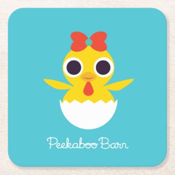 Bayla The Chick Square Paper Coaster by peekaboobarn at Zazzle