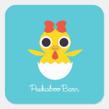 Bayla The Chick Square Sticker by peekaboobarn at Zazzle