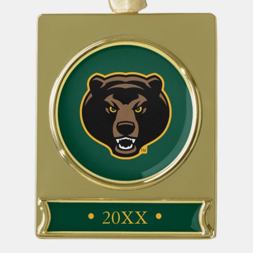 Baylor Bear Logo Gold Plated Banner Ornament