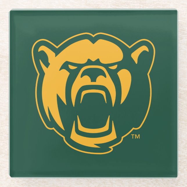 Baylor Bears Head Logo Glass Coaster (Front)