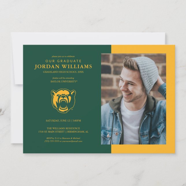 Baylor Bears Head Logo Graduation Announcement (Front)