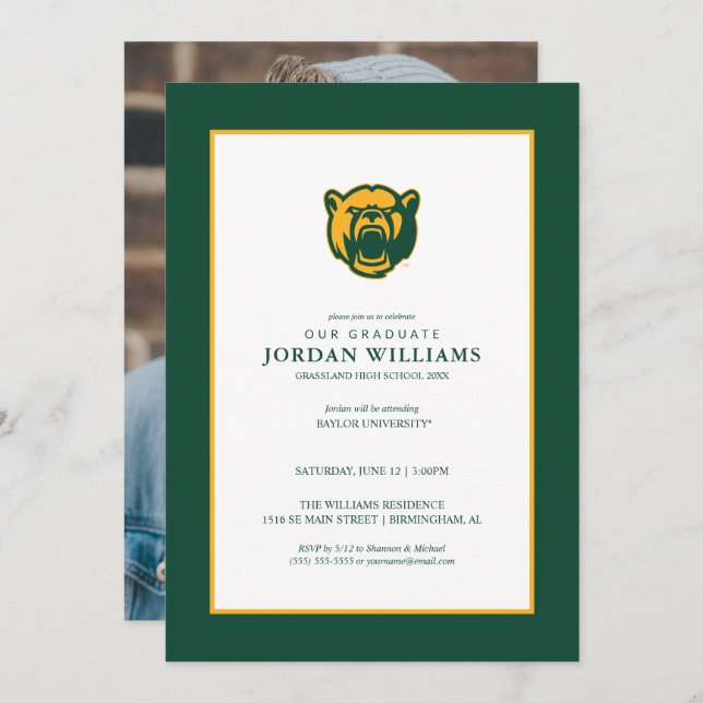 Baylor Bears Head Logo Graduation Announcement (Front/Back)