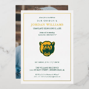 Baylor Bears Head Logo Graduation Foil Invitation