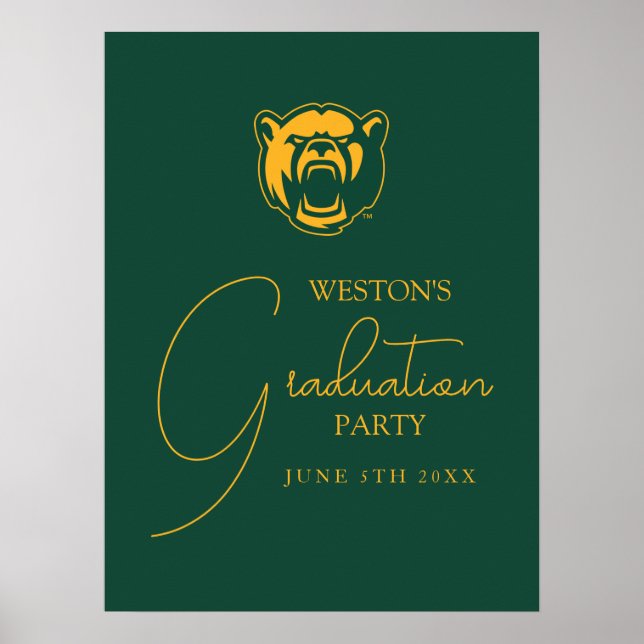 Baylor Bears Head Logo Graduation Poster (Front)