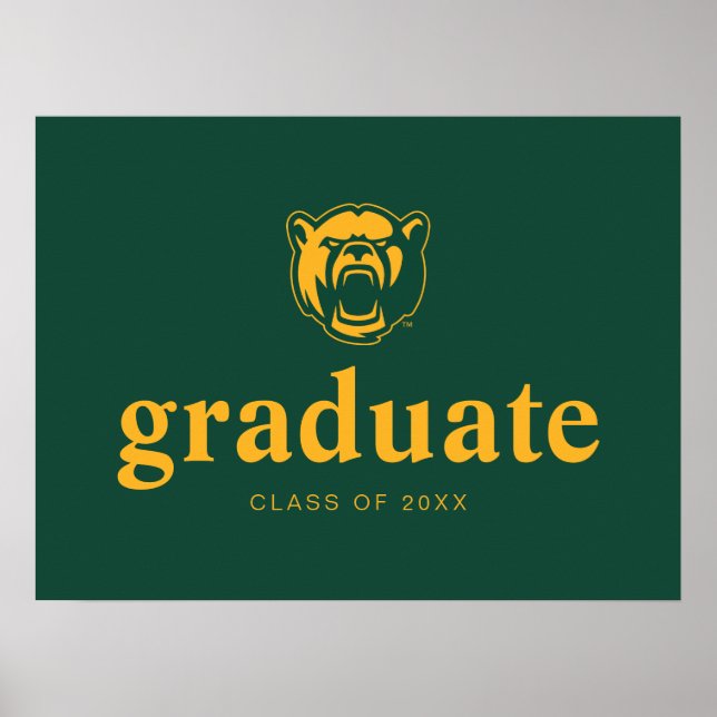 Baylor Bears Head Logo Graduation Poster (Front)