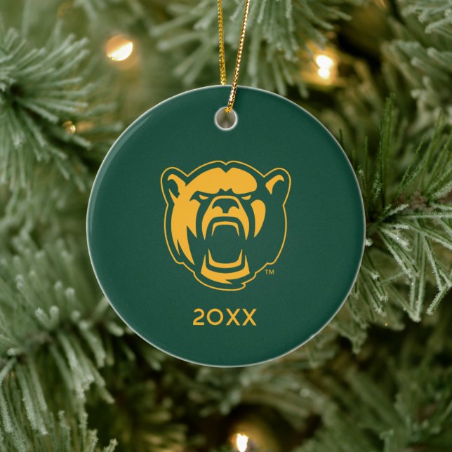 Baylor Bears Head Logo Holiday Ceramic Ornament (Tree)
