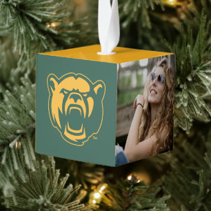 Baylor Bears Head Logo Holiday Cube Ornament