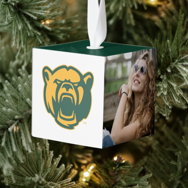 Baylor Bears Head Logo Holiday Cube Ornament (Tree)