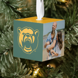 Baylor Bears Head Logo Holiday Cube Ornament