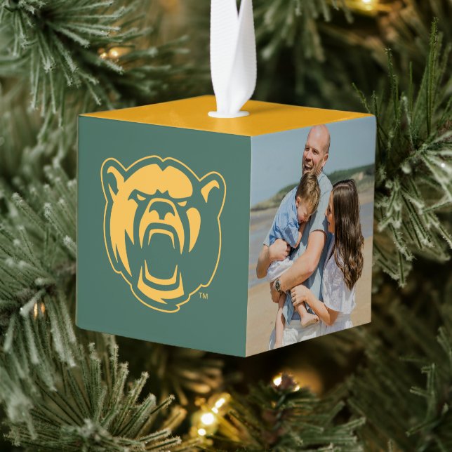 Baylor Bears Head Logo Holiday Cube Ornament (Tree)