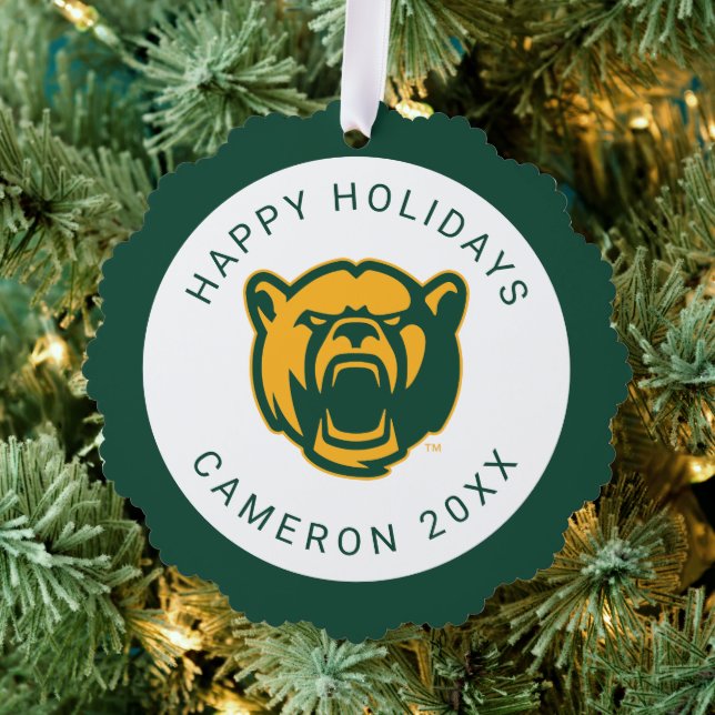 Baylor Bears Head Logo Holiday Ornament Card (Insitu (Tree))