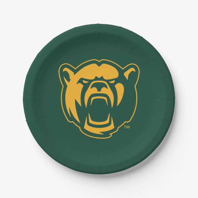 Baylor Bears Head Logo Paper Plates (Front)