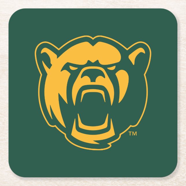 Baylor Bears Head Logo Square Paper Coaster (Front)