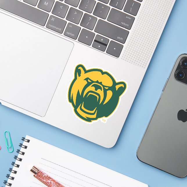 Baylor Bears Head Logo Sticker (Laptop w/ iPhone)