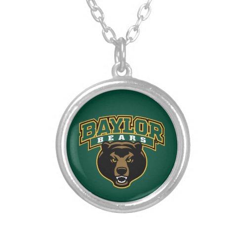 Baylor Bears Wordmark and Logo Silver Plated Necklace
