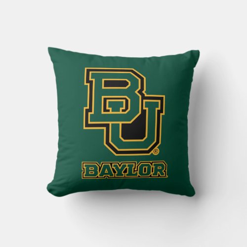 Baylor Block Letters and Logo Type Throw Pillow