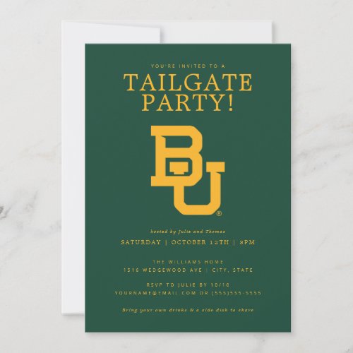 Baylor College Football Tailgate Party Invitation