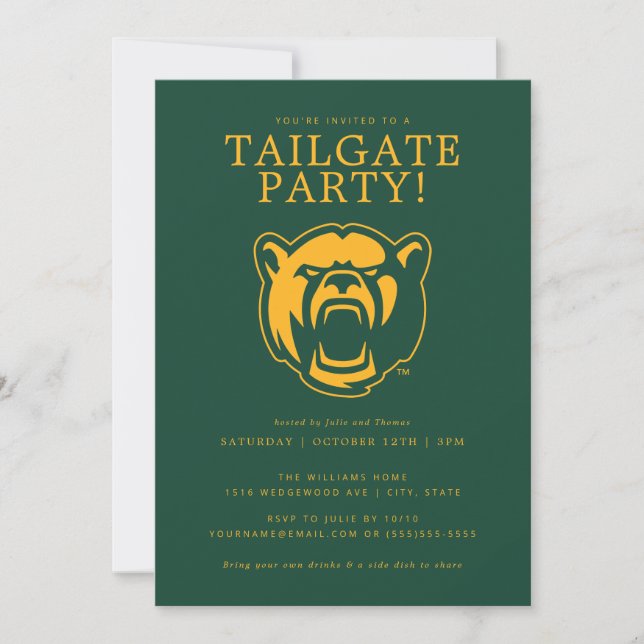 Baylor College Football Tailgate Party Invitation (Front)