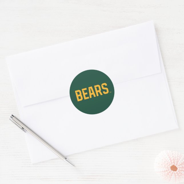 Baylor University BEARS Wordmark Classic Round Sticker (Envelope)