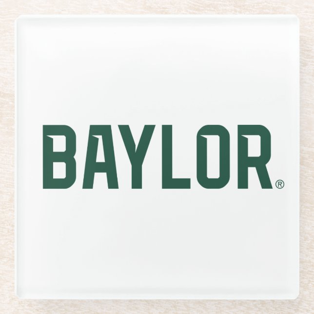 Baylor University BEARS Wordmark Glass Coaster (Front)