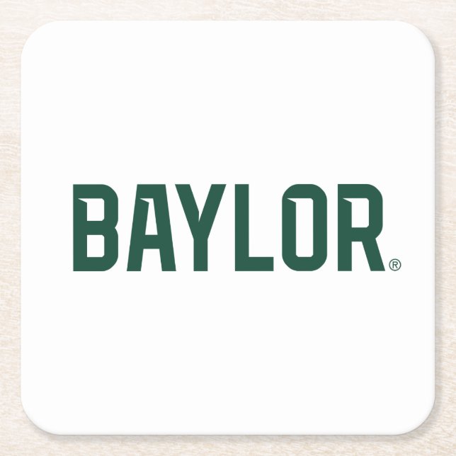 Baylor University BEARS Wordmark Square Paper Coaster (Front)