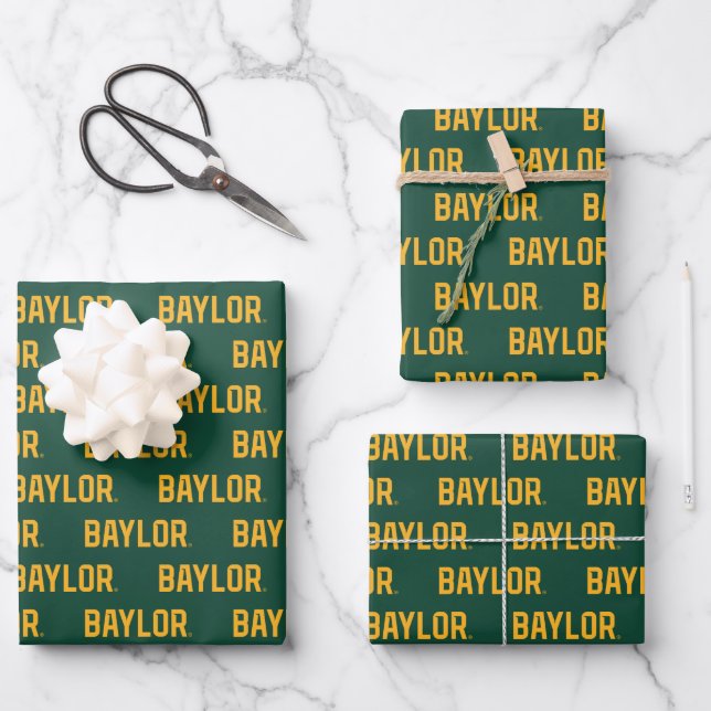 Baylor University BEARS Wordmark Wrapping Paper Sheets (Front)