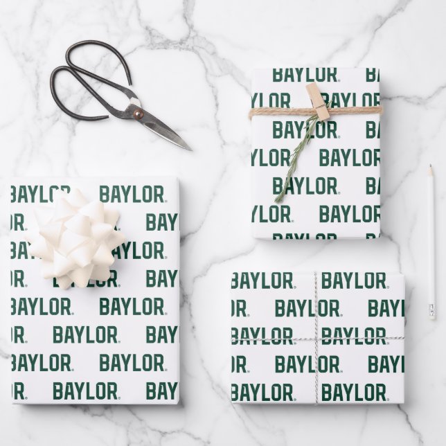 Baylor University BEARS Wordmark Wrapping Paper Sheets (Front)