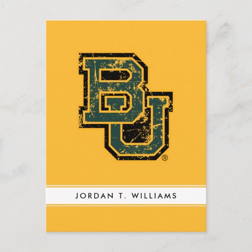 Baylor University Block Letters Distressed Invitation Postcard