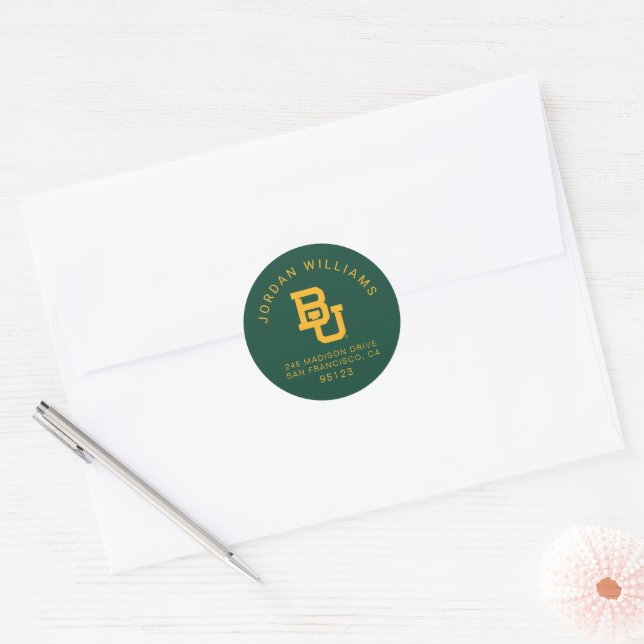 Baylor University BU Logo Classic Round Sticker (Envelope)