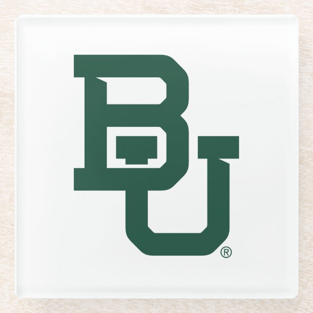 Baylor University BU Logo Glass Coaster (Front)