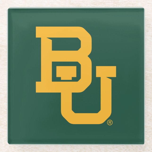 Baylor University BU Logo Glass Coaster (Front)